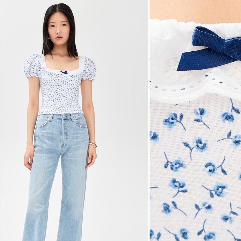 NWT • Reformation Alice Linen Top in Hanna Print - Picture 4 of 7